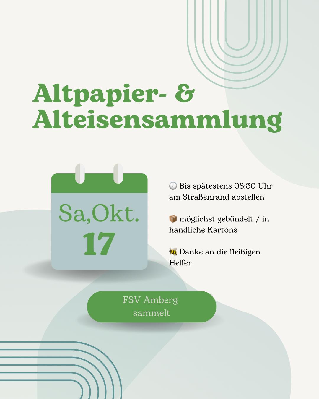 Flyer Altpapier- und Alteisensammlung